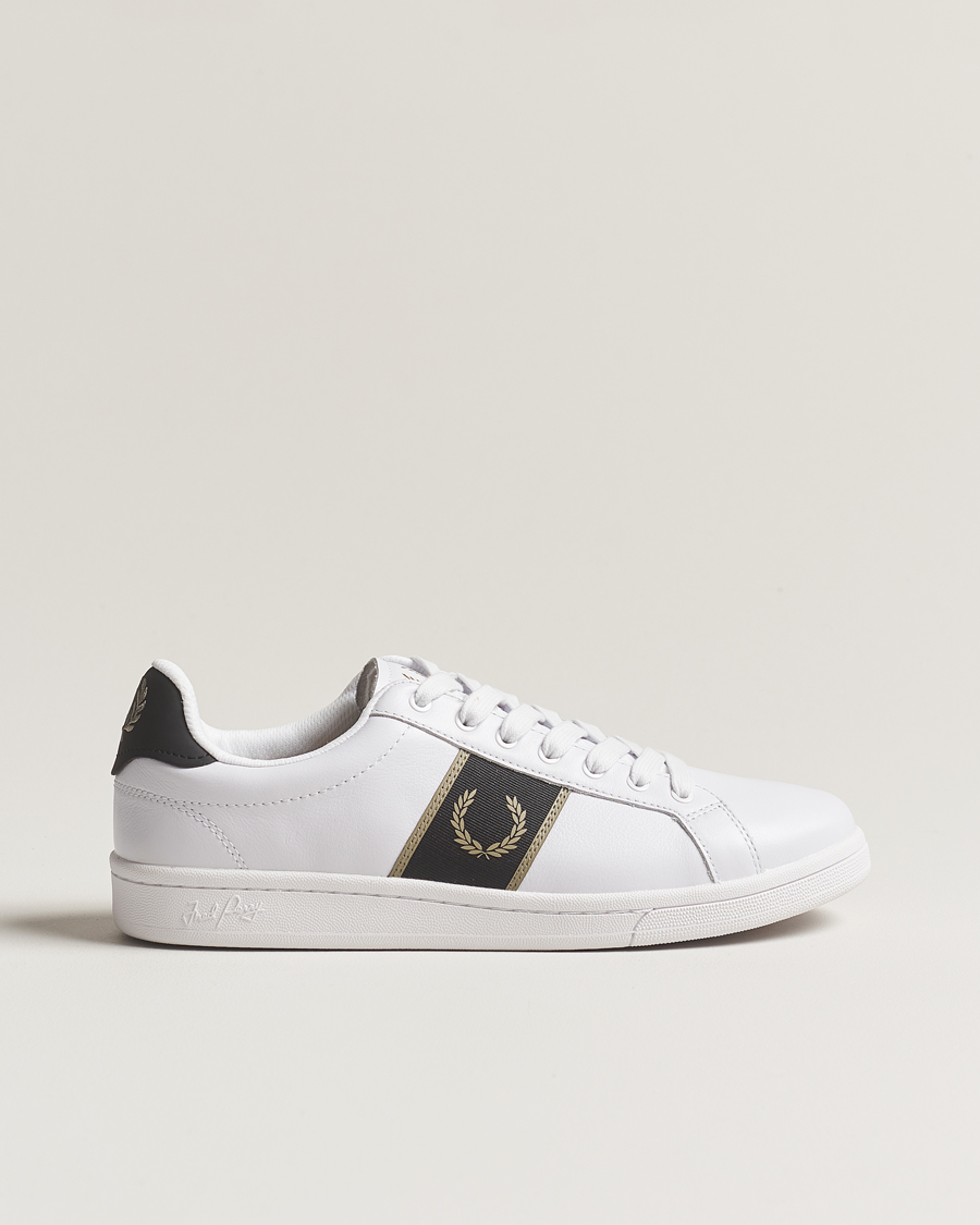 Fred Perry B721 Leather Sneaker White/Warm Grey at CareOfCarl.com