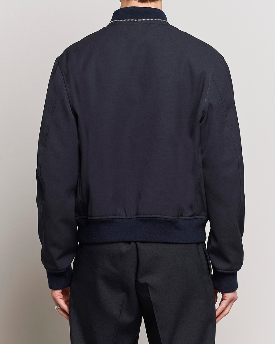 Jil Sander Wool Gabardine Bomber Jacket Navy at CareOfCarl.com