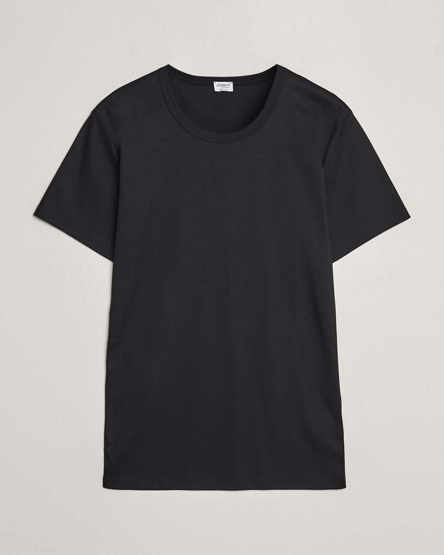 Zimmerli of Switzerland Mercerized Cotton Crew Neck T-Shirt Black