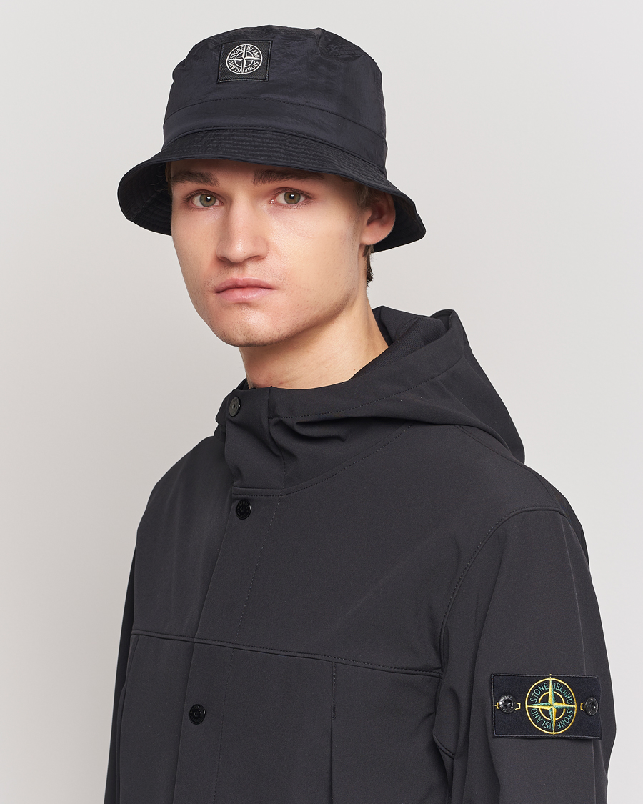 Stone Island Logo Bucket Hat Black at CareOfCarl.com