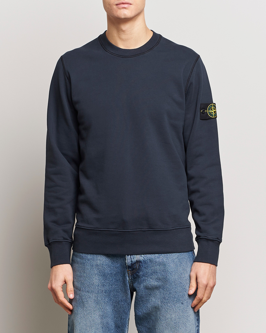 Stone Island Garment Dyed Cotton Sweatshirt Navy Blue at CareOfCarl