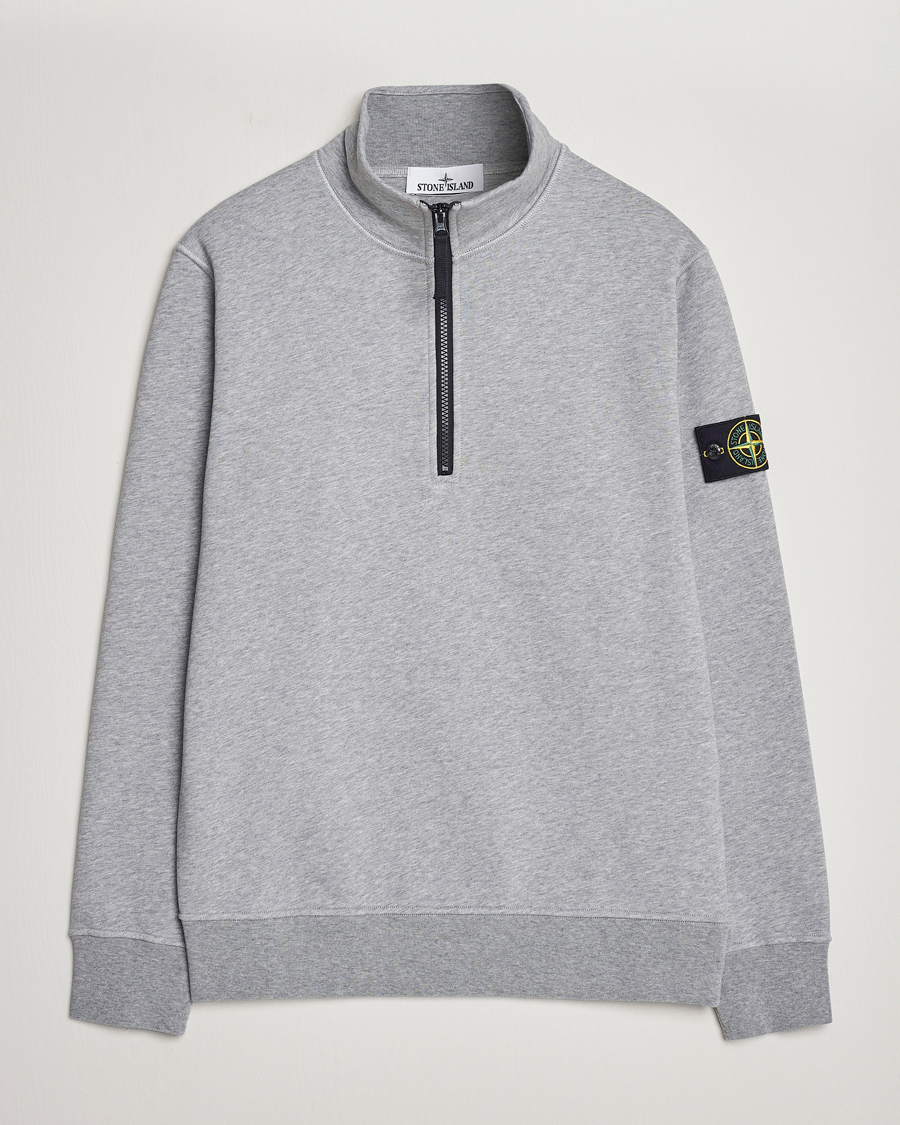 Stone Island Garment Dyed Cotton Fleece Full Zip Hood Melange Grey