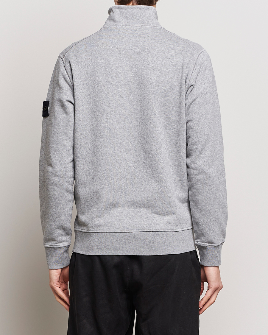 Men | Sweaters & Knitwear | Stone Island | Garment Dyed Cotton Half Zip Melange Grey