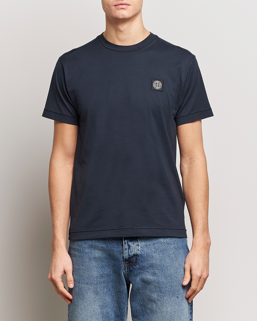 Stone Island Logo Print T-shirt Navy Blue