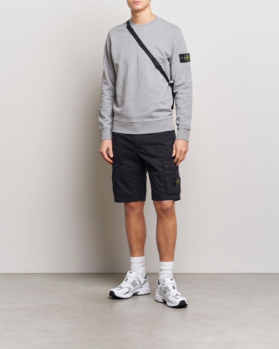 Stone Island Brushed Cotton Canvas Cargo Shorts Navy Blue at