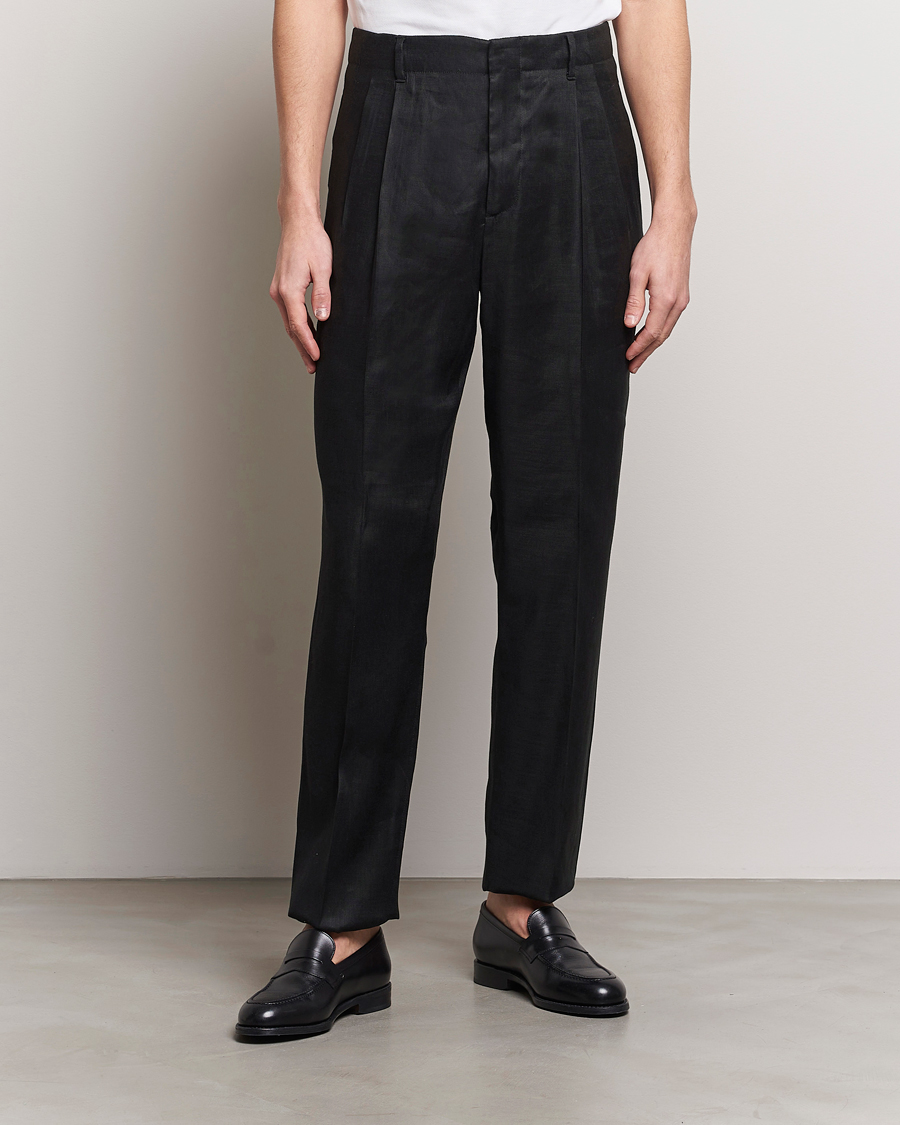 Regular Fit Linen Pants - Black - Men | H&M US