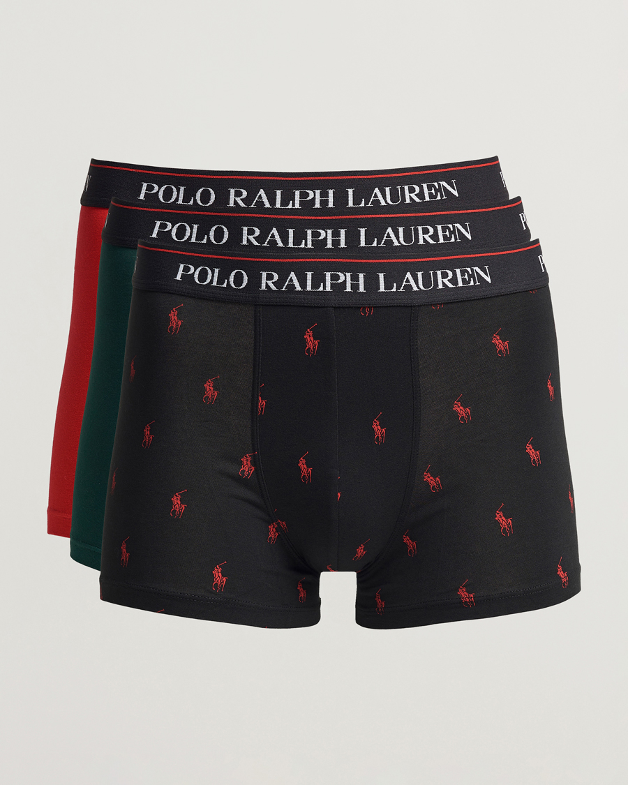 Polo Ralph Lauren 3-Pack Cotton Stretch Trunk Red/Black PP/Hunter Green at