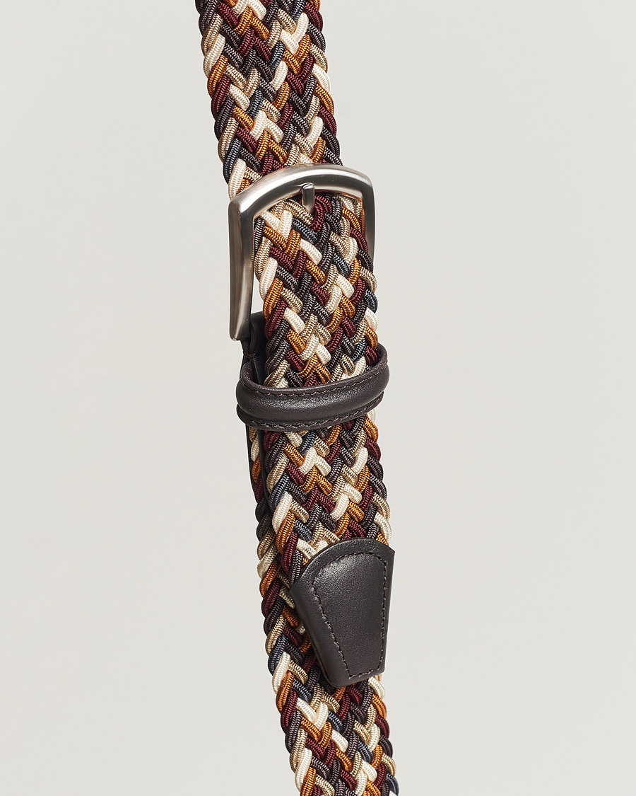 Anderson's Stretch Woven 3,5 cm Belt Multi Brown at