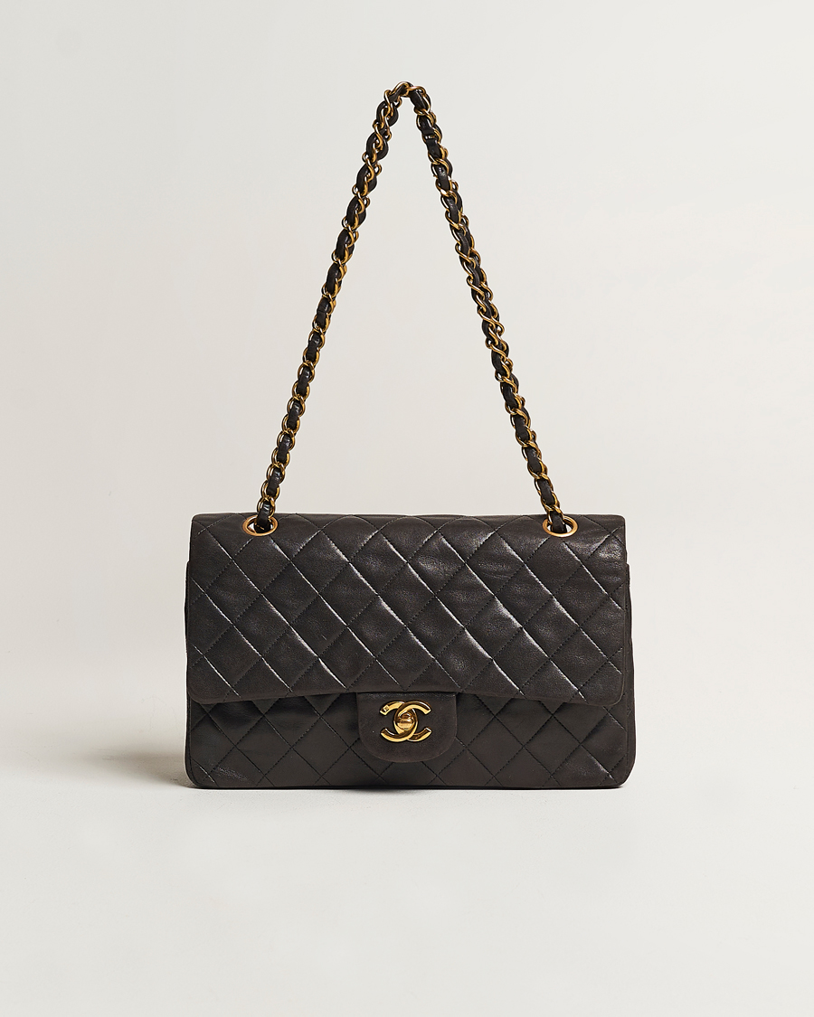 Men | Chanel Pre-Owned Classic Medium Flap Bag Calf Leather Black | Chanel Pre-Owned | Classic Medium Flap Bag Calf Leather Black