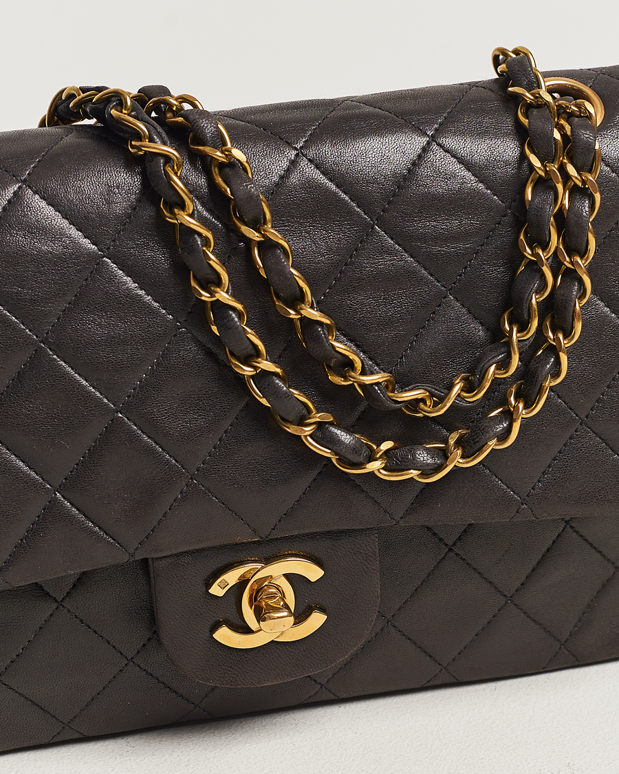 Men | Chanel Pre-Owned Classic Medium Flap Bag Calf Leather Black | Chanel Pre-Owned | Classic Medium Flap Bag Calf Leather Black