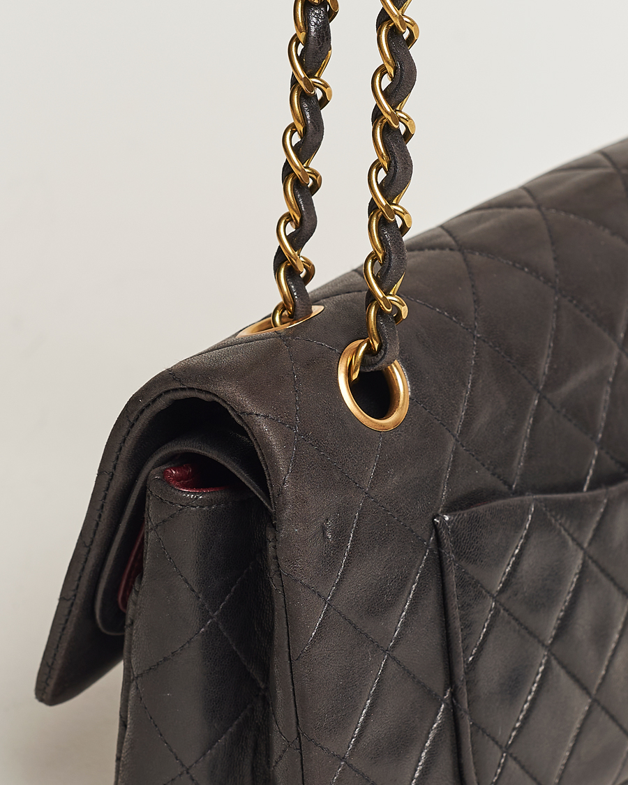 Men | Chanel Pre-Owned Classic Medium Flap Bag Calf Leather Black | Chanel Pre-Owned | Classic Medium Flap Bag Calf Leather Black