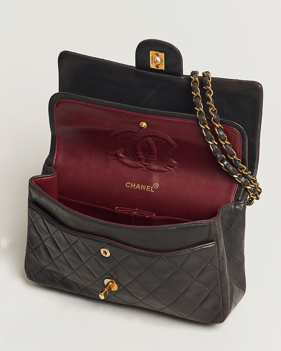 Men | Chanel Pre-Owned Classic Medium Flap Bag Calf Leather Black | Chanel Pre-Owned | Classic Medium Flap Bag Calf Leather Black