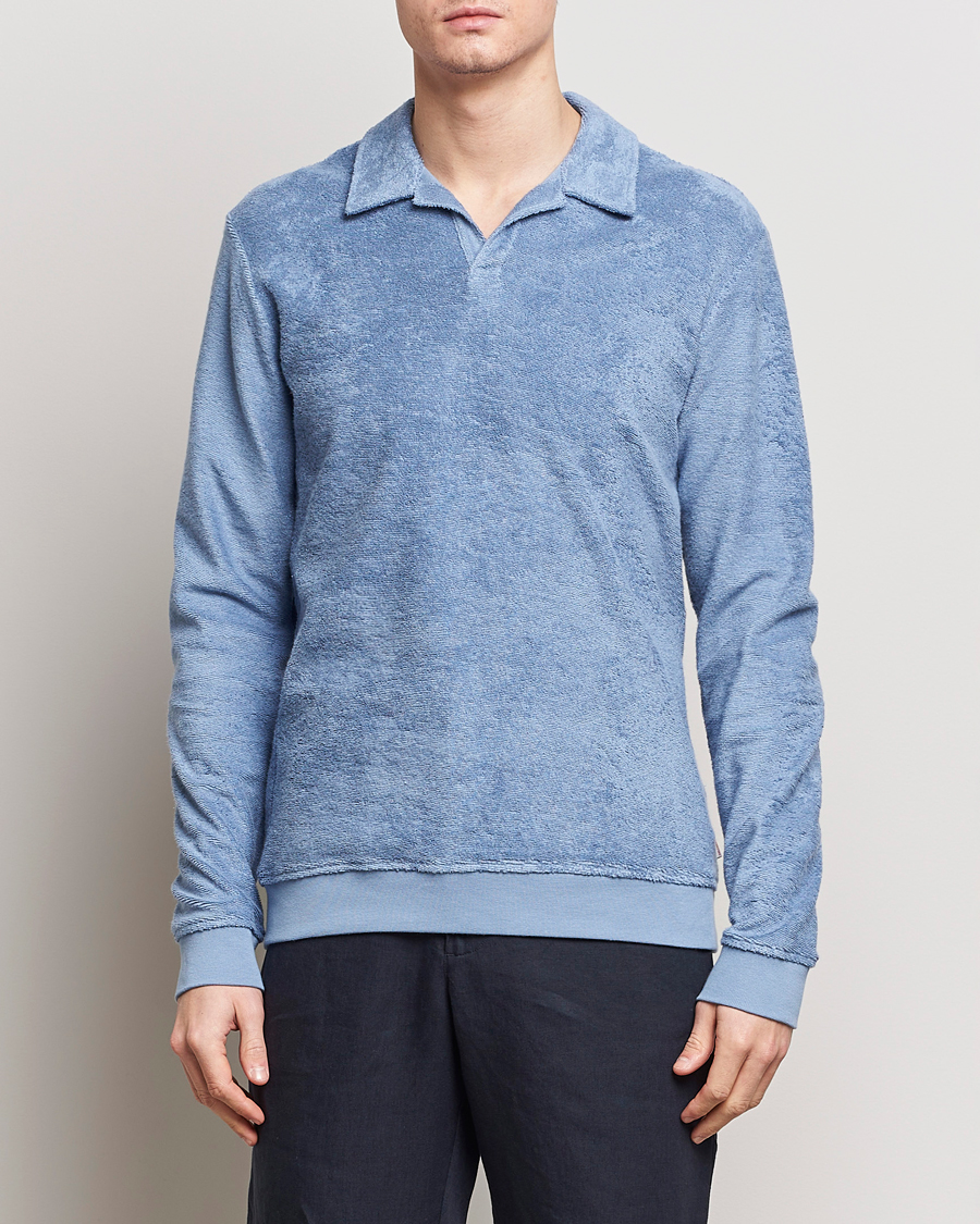 Men | Sweaters & Knitwear | Orlebar Brown | Santino Organic Cotton Terry Polo Springfield Blue