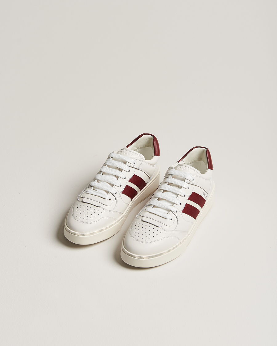 Bally tennis shoes discount white red stripes