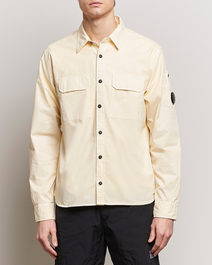 C.P. Company Long Sleeve Gabardine Pocket Shirt Ecru at CareOfCarl.com