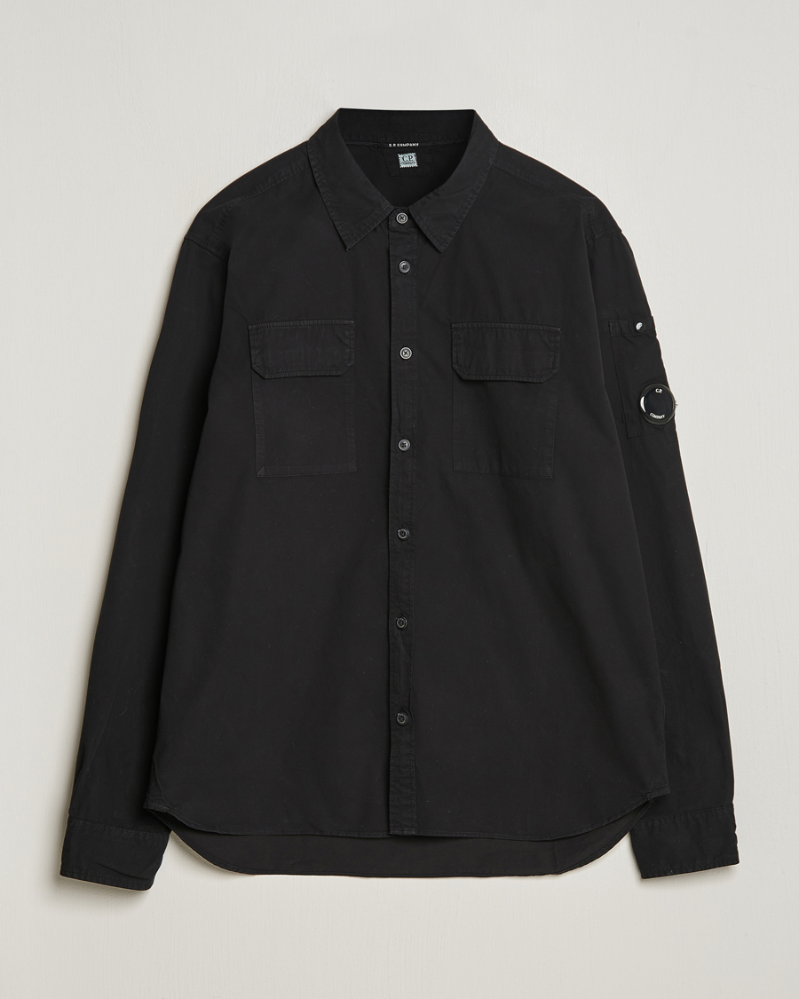 C.P. Company Long Sleeve Gabardine Pocket Shirt Black at CareOfCarl.com