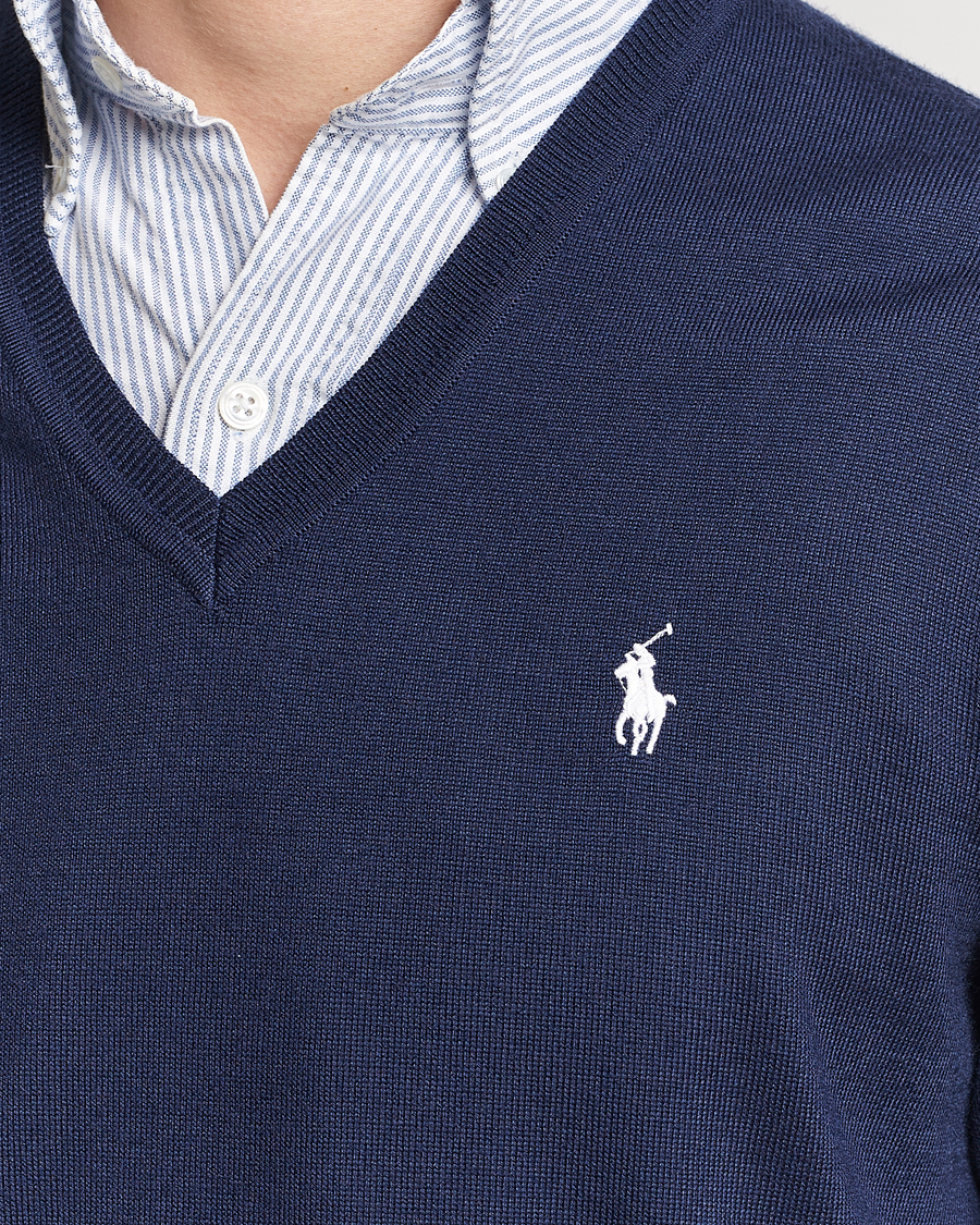 Polo Ralph Lauren Golf Wool Knitted V Neck Sweater Refined Navy at