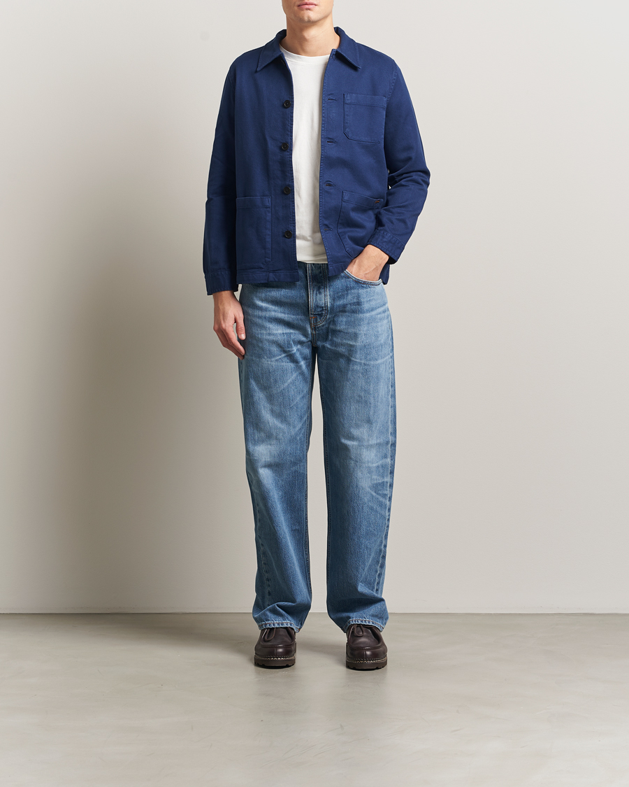 Men | Shirts | Nudie Jeans | Barney Worker Overshirt Mid Blue
