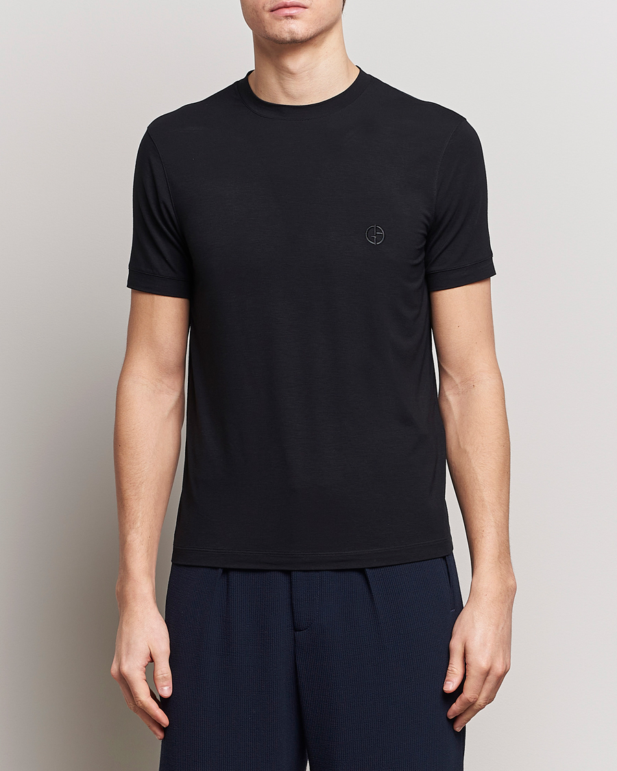 Giorgio Armani Embroidered Logo T Shirt Black at CareOfCarl