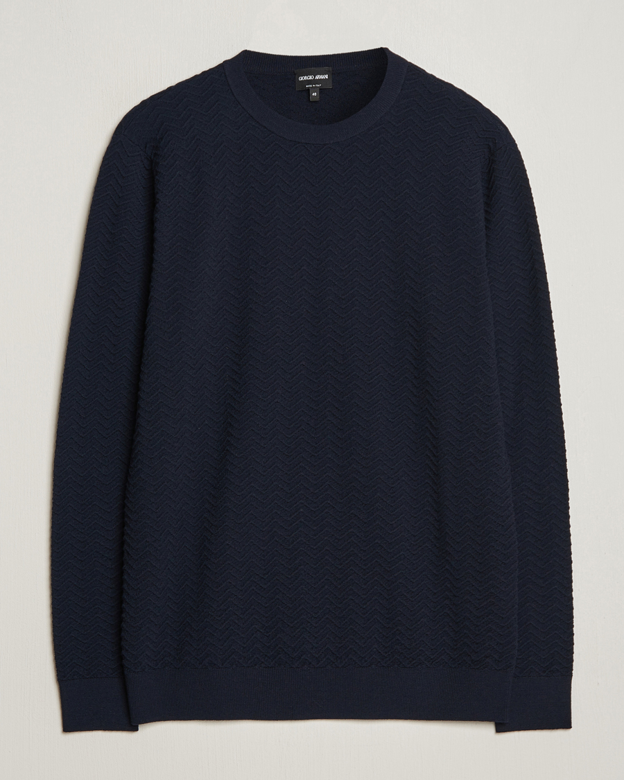 Giorgio Armani Wool Chevron Pullover Navy at CareOfCarl