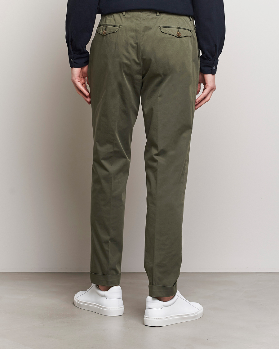 Briglia 1949 Easy Fit Pleated Cotton Stretch Chino Olive at