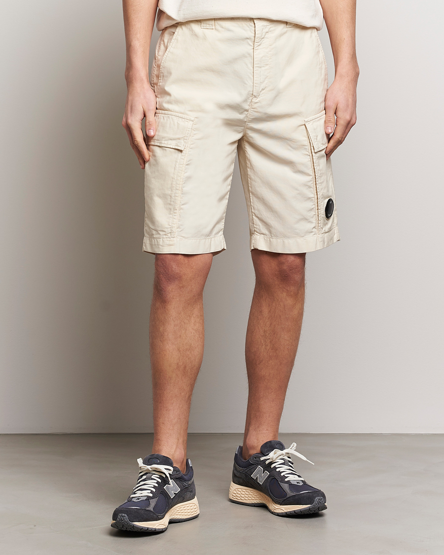 C.P. Company Stretch Sateen Cargo Shorts Gauze White