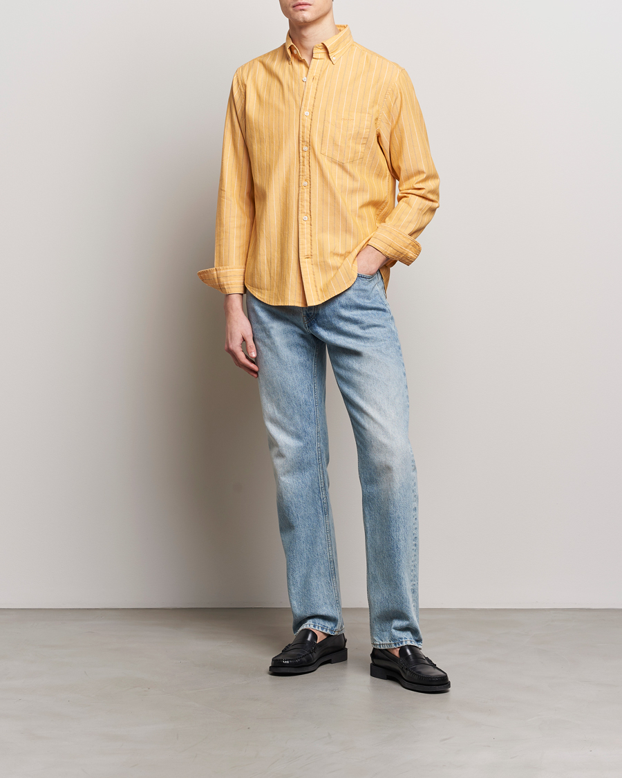 GANT Regular Fit Archive Striped Oxford Shirt Medal Yellow at