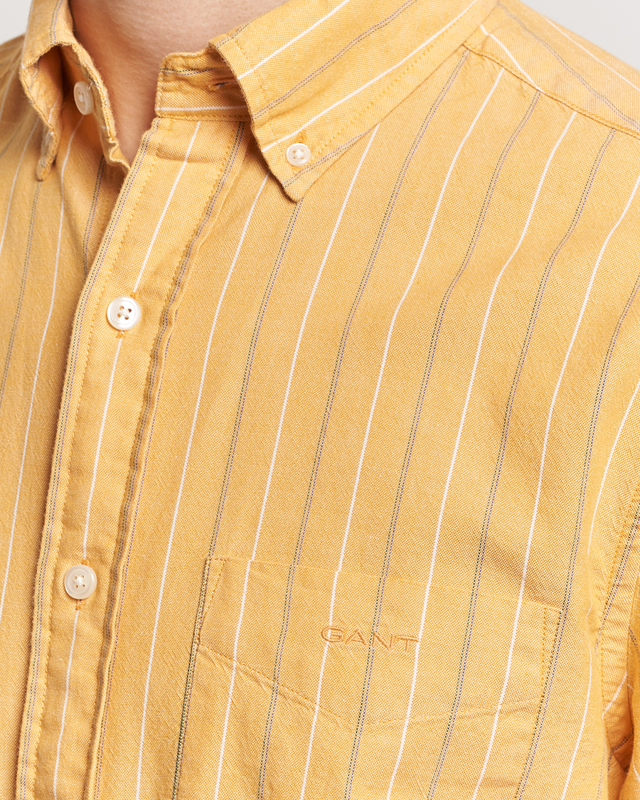 GANT Regular Fit Archive Striped Oxford Shirt Medal Yellow at