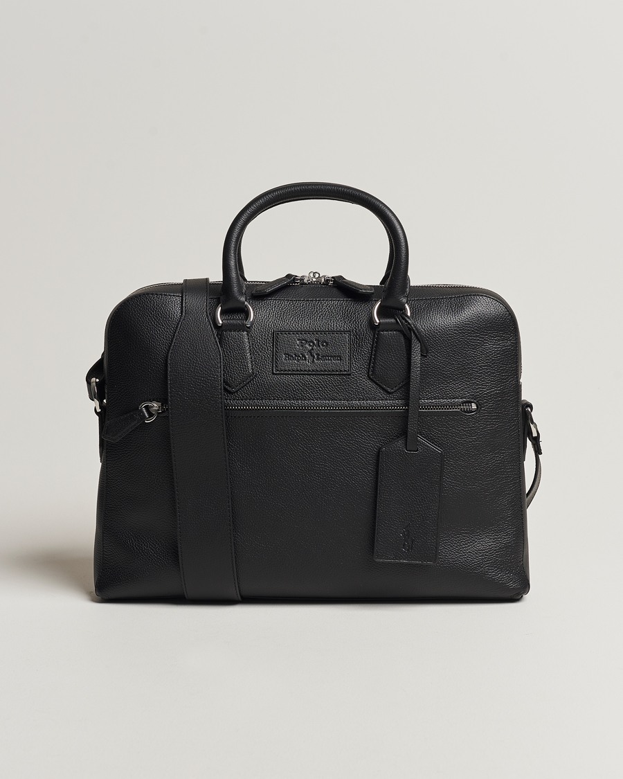 Polo Ralph Lauren Pebble Leather Briefcase Black at CareOfCarl