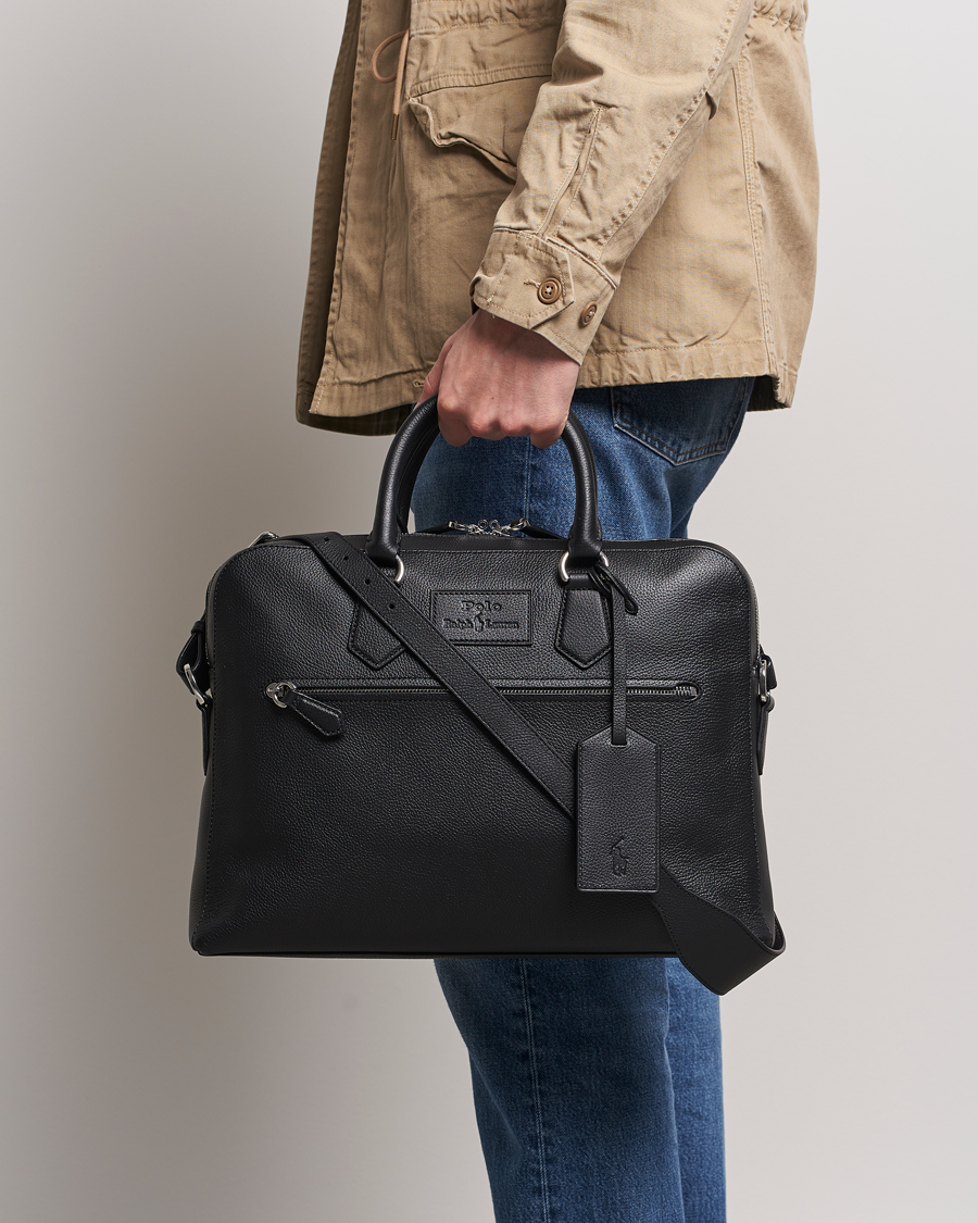Men |  | Polo Ralph Lauren | Pebble Leather Briefcase Black