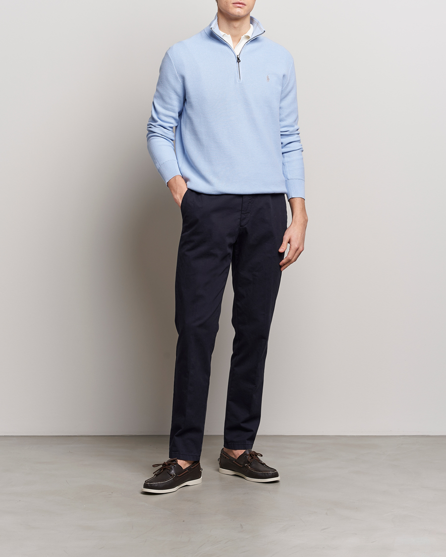 Bally cable-knit zipped polo shirt - Blue