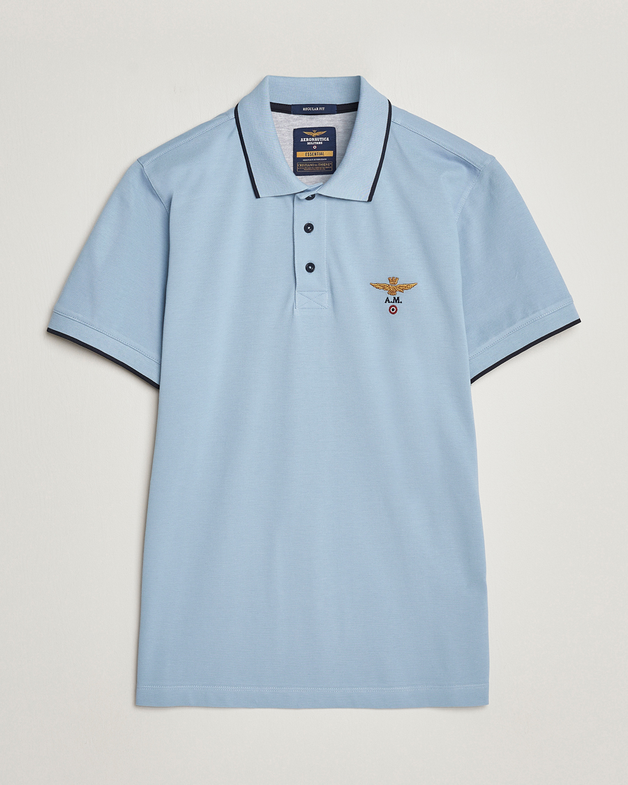 Aeronautica Militare Garment Dyed Cotton Polo Glacier Blue at