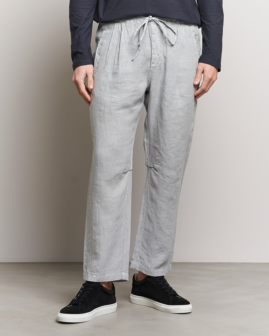 Regular Fit Dusty Blue Linen Trousers | Buy Online at Moss