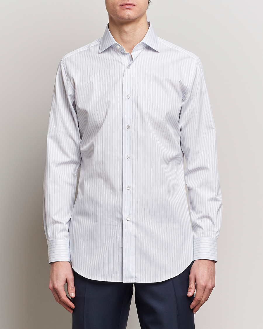 NWT $365 Brioni long sleeve button up dress shirt striped white size outlet 16.5