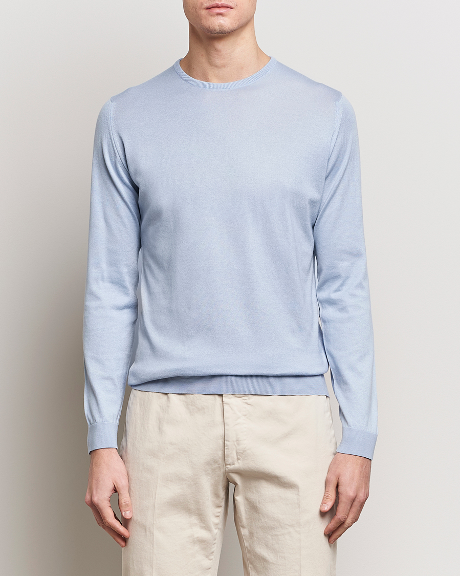 John Smedley Hatfield Sea Island Crew Neck Mirage Blue at 