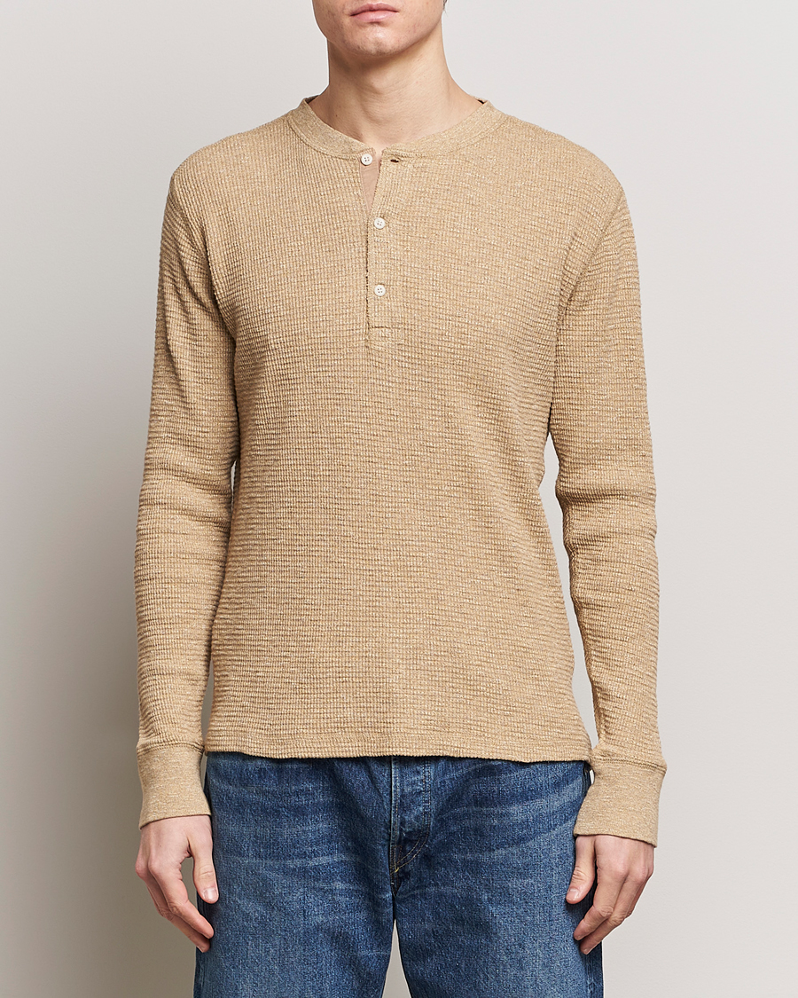 RRL Long Sleeve Henley Tan Heather at CareOfCarl.com