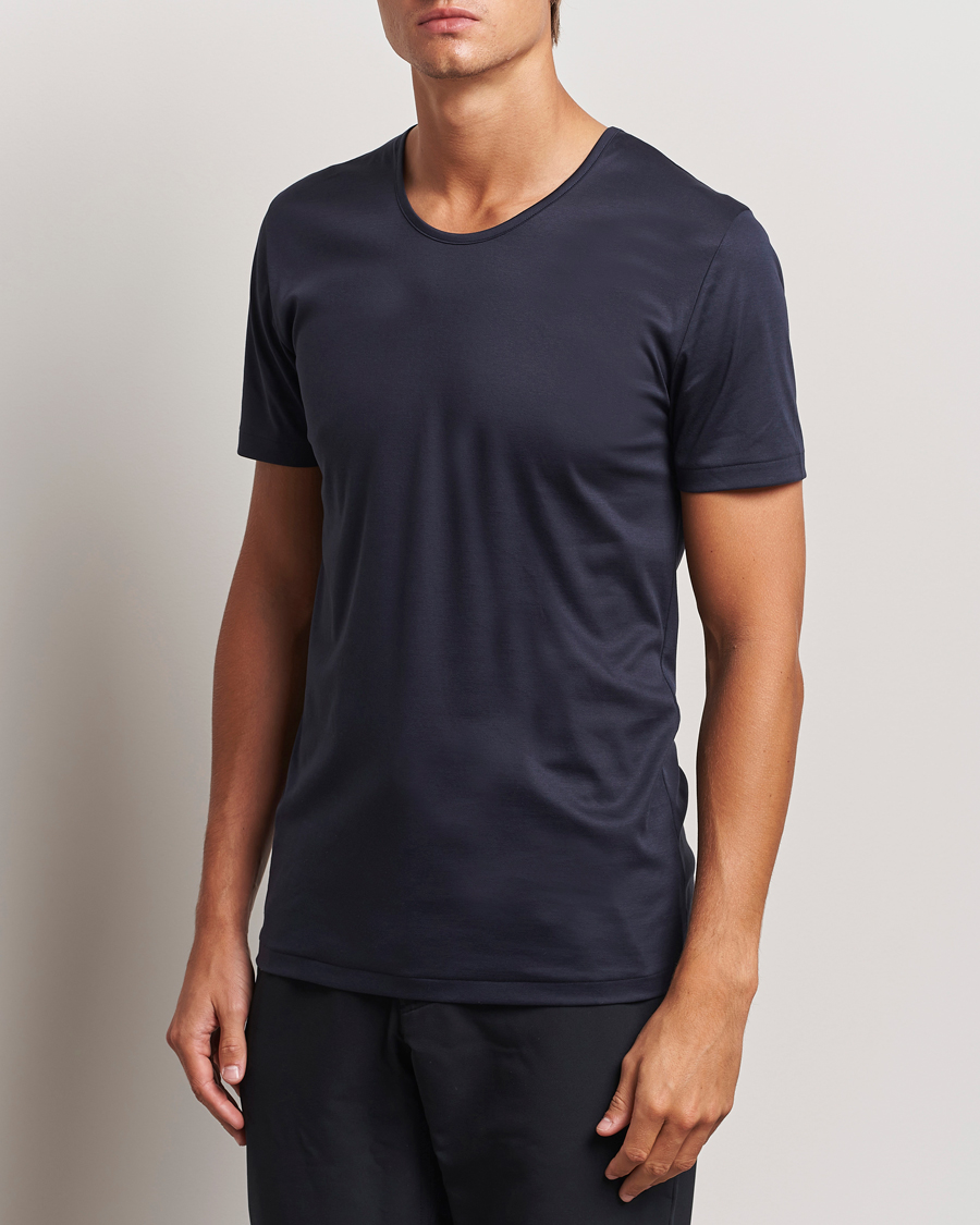 Men |  | Zimmerli of Switzerland | Sea Island Cotton Crew Neck T-shirt Navy