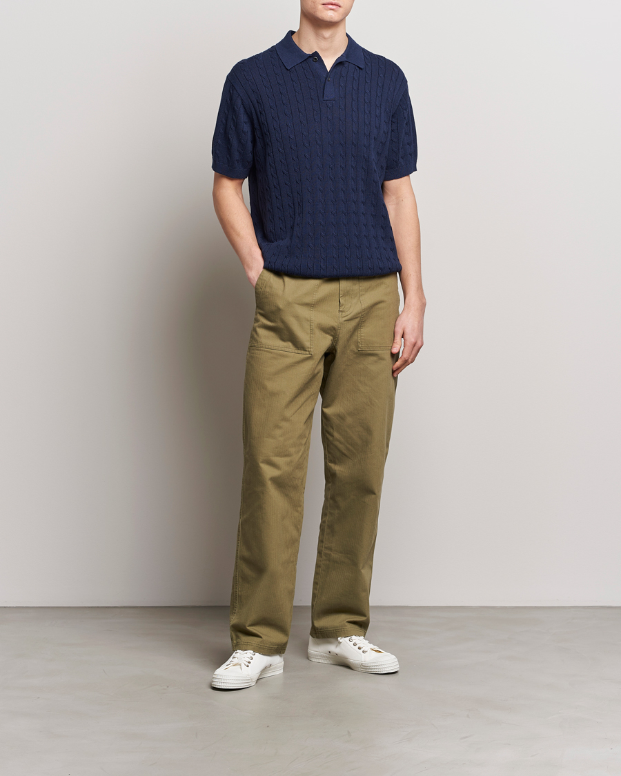 Cable Knit Short Sleeve Polo