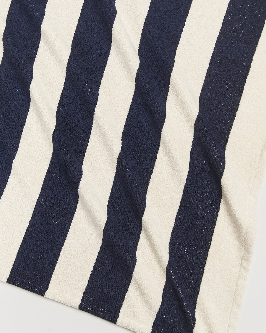Men |  | Tekla | Organic Terry Beach Towel Navy Stripes