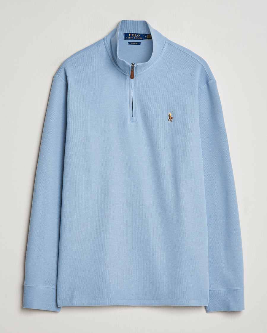 Polo Ralph Lauren Double Knit Jaquard Half Zip Sweater Vessel Blue at CareO