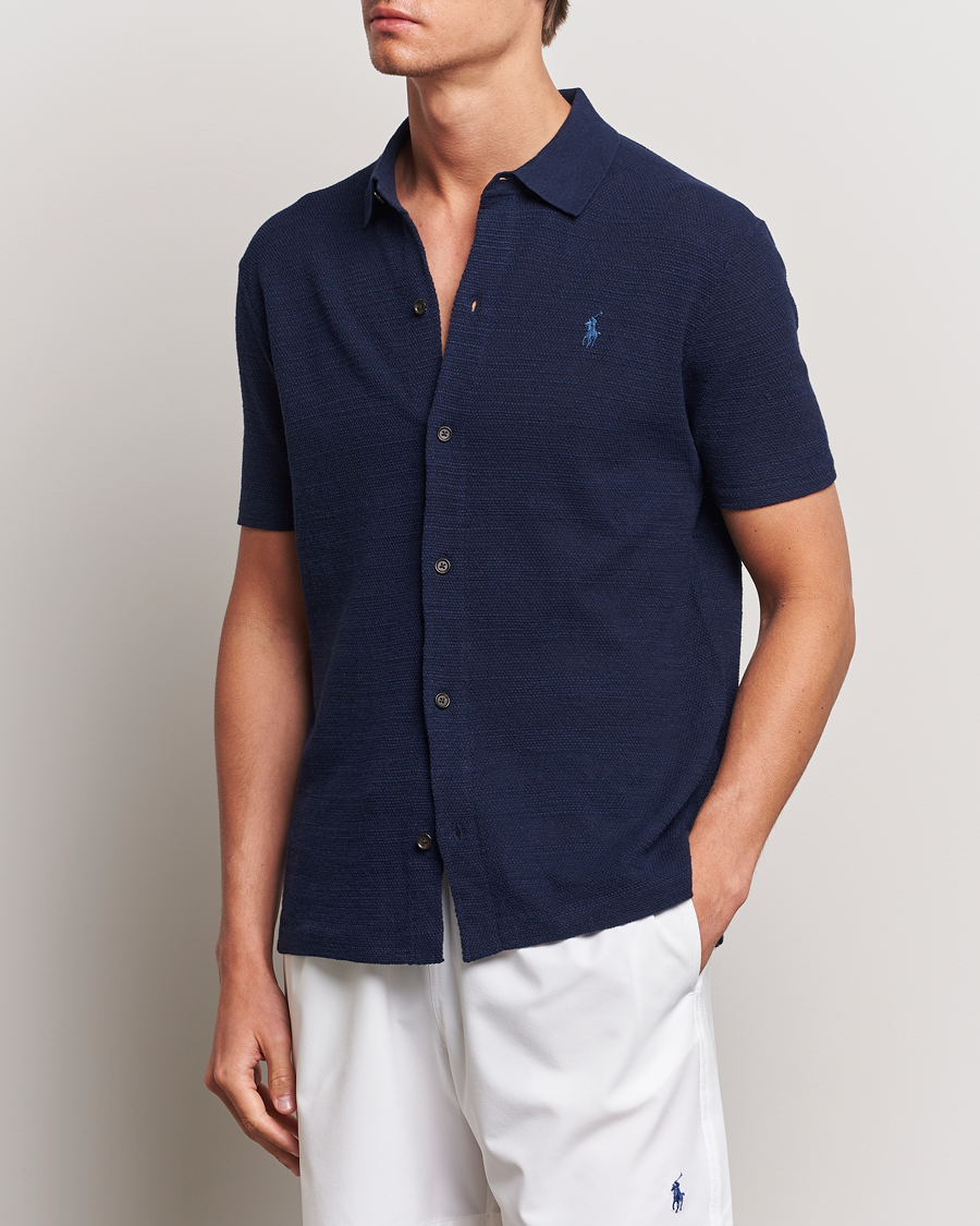 Men |  | Polo Ralph Lauren | Textured Knitted Short Sleeve Shirt Bright Navy