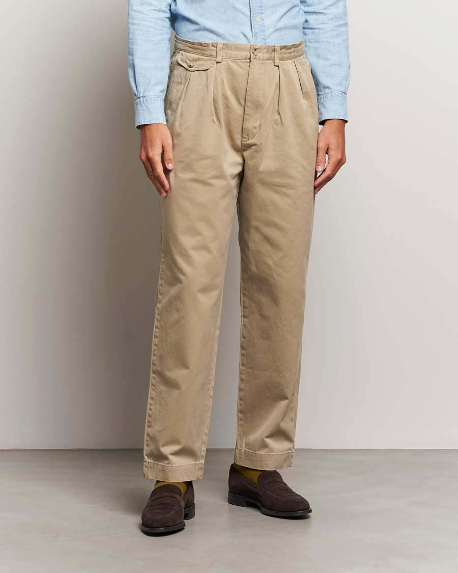 Men |  | Polo Ralph Lauren | Rustic Twill Pleated Worker Trousers RL Khaki