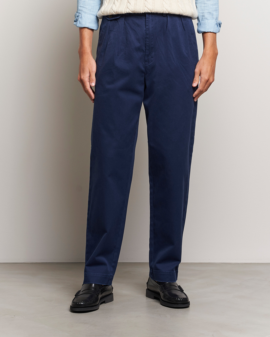 Men |  | Polo Ralph Lauren | Rustic Twill Pleated Worker Trousers Newport Navy