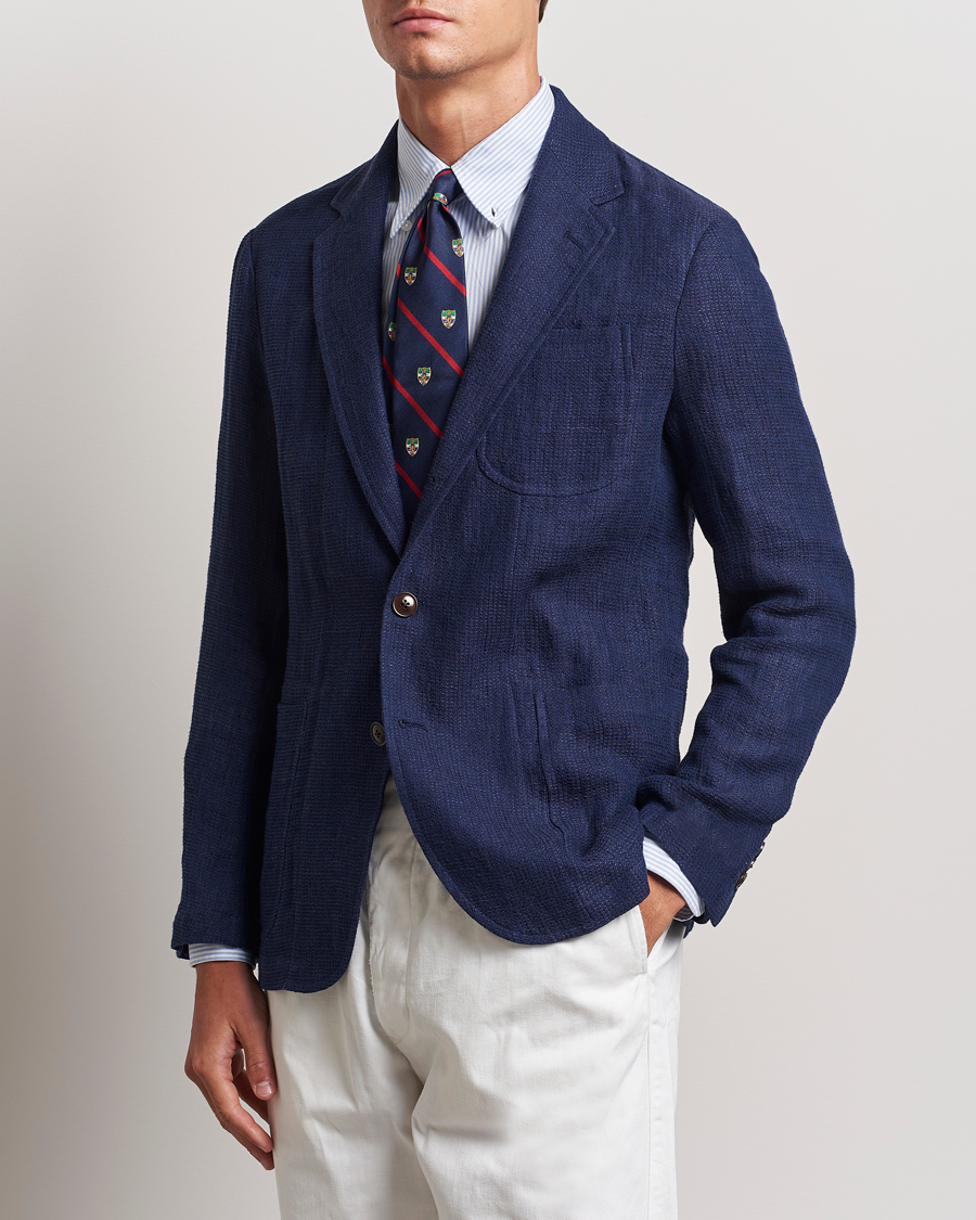 Men | Cotton Blazers | Polo Ralph Lauren | Waffle Textured Sportcoat Navy
