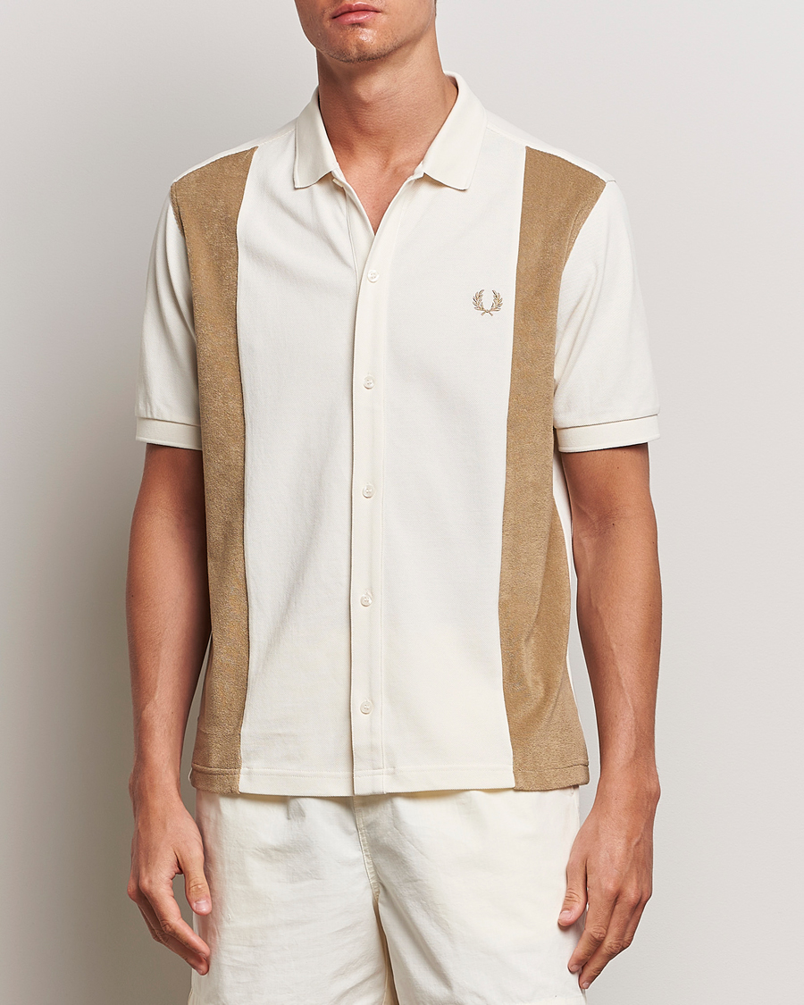 Men | Fred Perry | Fred Perry | Towelling Panel Polo Short Sleeve Shirt Ecru