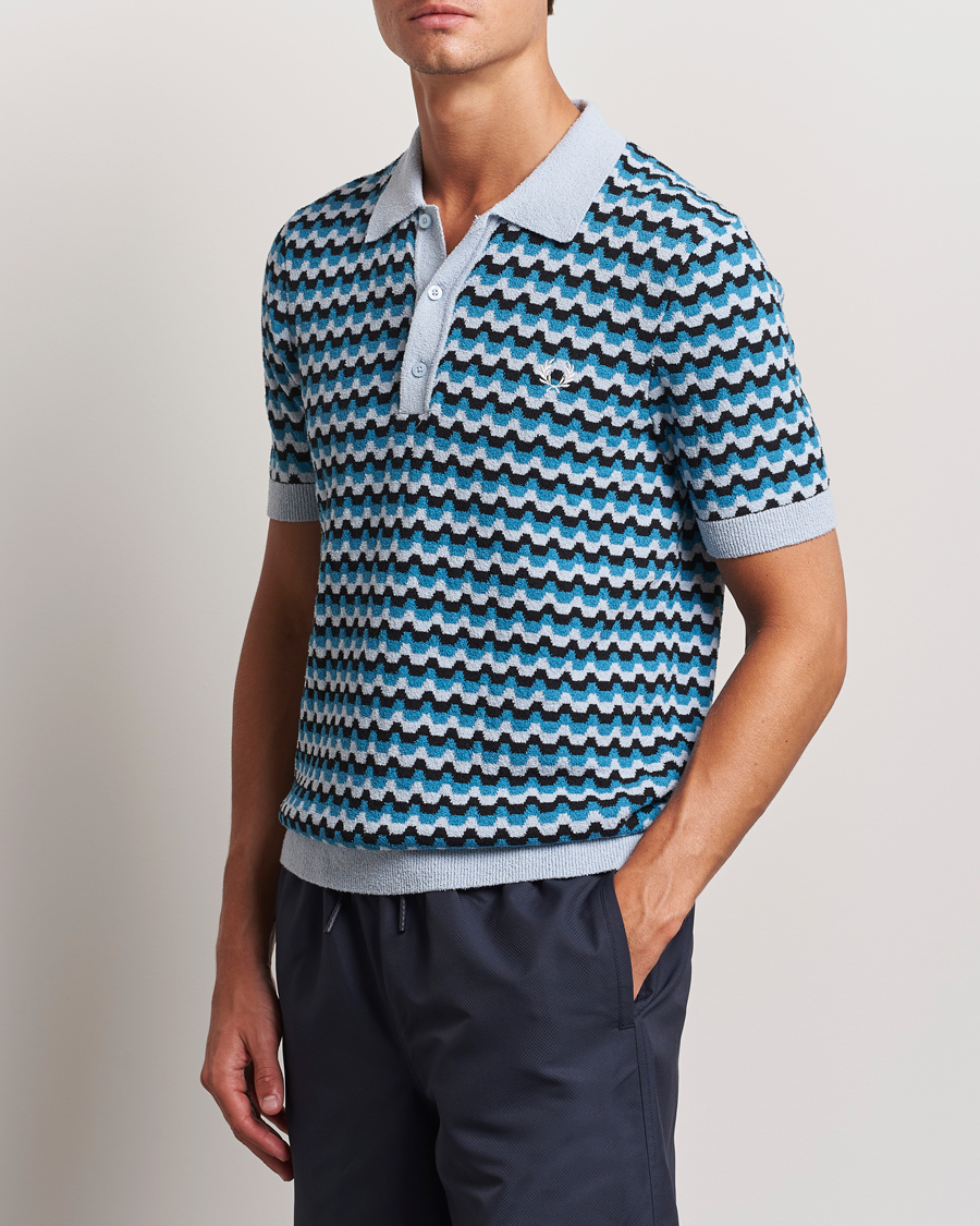 Men |  | Fred Perry | Bouclé Jacquard Knitted Polo Light Smoke