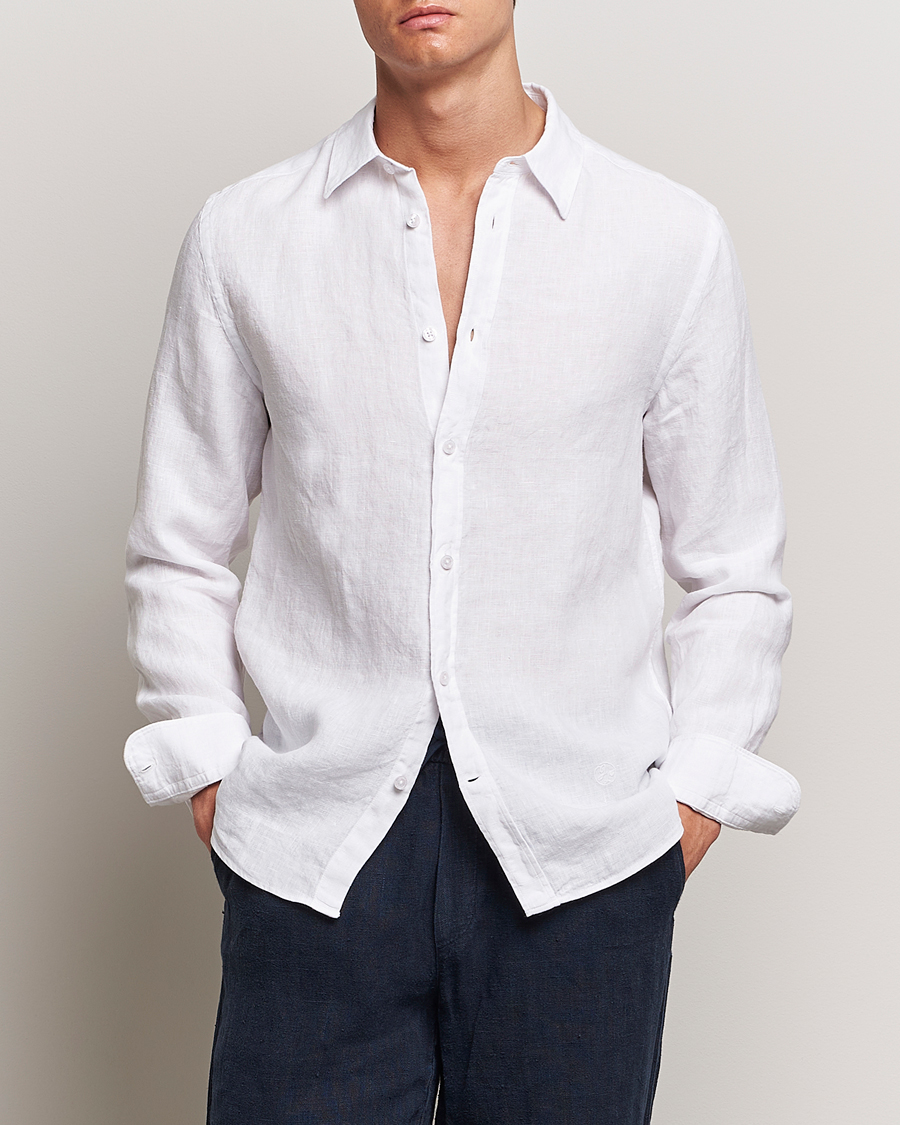 Kiton longline linen shirt - White