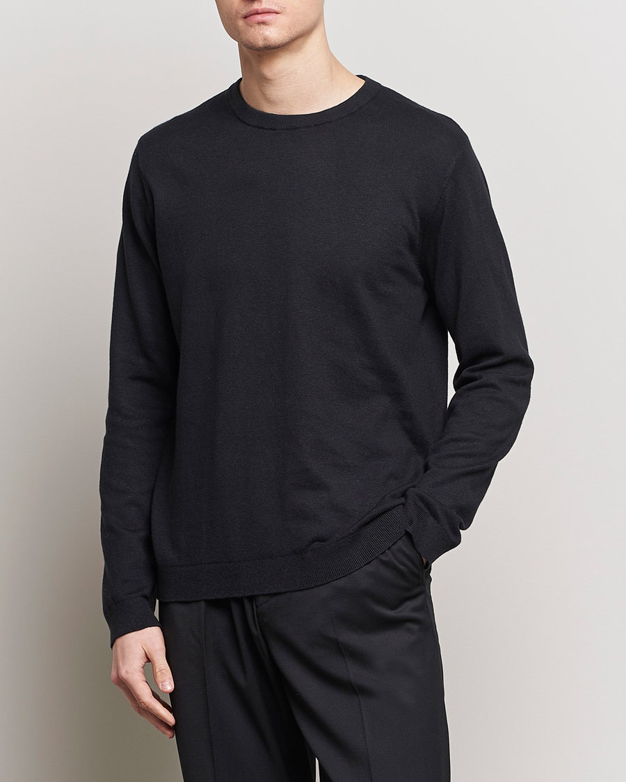 Men | A Day's March | A Day\'s March | Alagon Cotton/Linen Crew Black