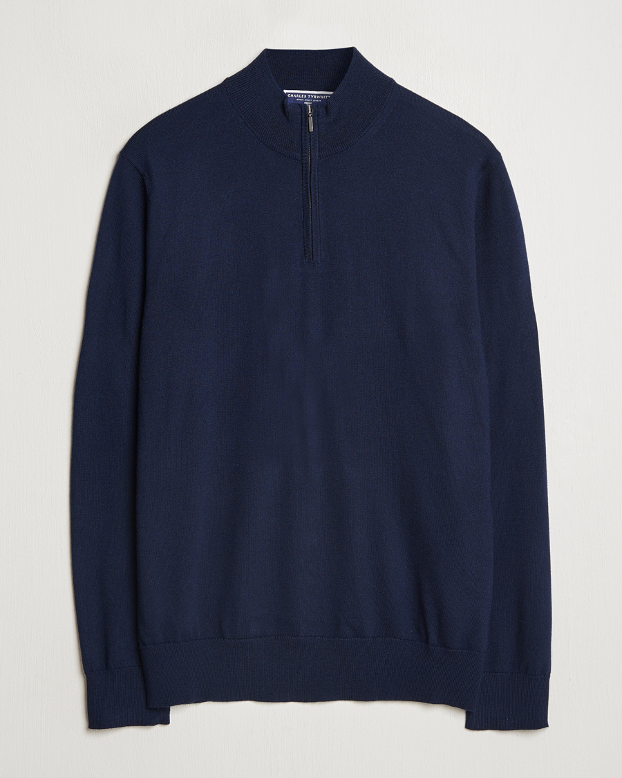 Charles Tyrwhitt Petrol Blue Sweater Size XL Pure popular Merino Wool Quarter Zip. New w