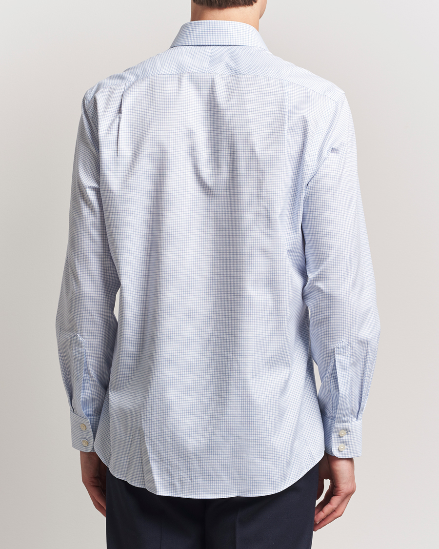 Men | Shirts | Charles Tyrwhitt | Slim Fit Non Iron Mini Grid Check Shirt Sky Blue